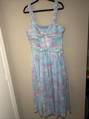 J. Mendel Paris Pastel Blue Floral Midi Dress